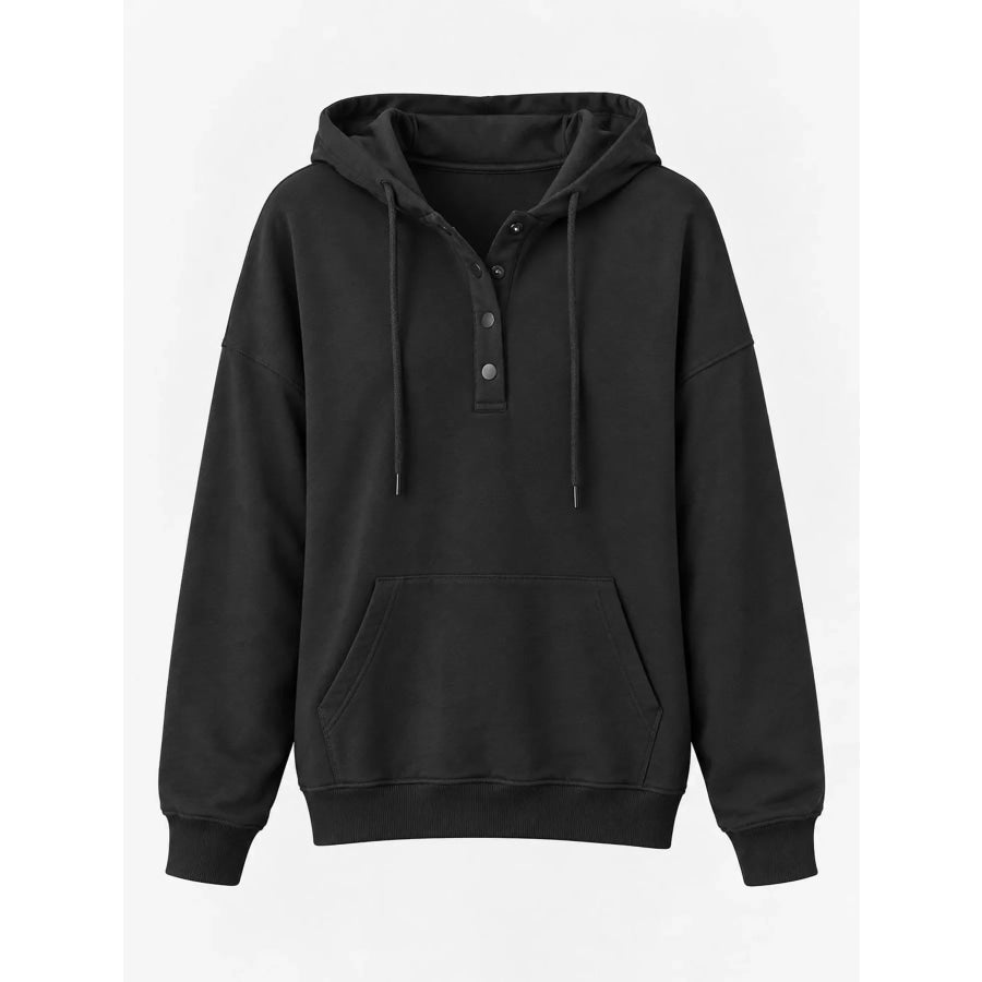 Full Size Kangaroo Pocket Dropped Shoulder Hoodie Plus Apparel and Accessories