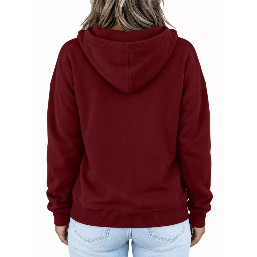 Full Size Kangaroo Pocket Dropped Shoulder Hoodie Plus Apparel and Accessories