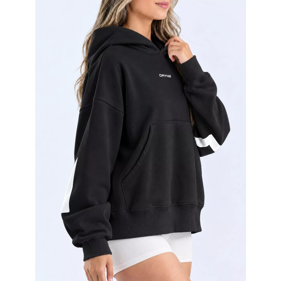 Full Size Kangaroo Pocket Dropped Shoulder Hoodie Plus Apparel and Accessories