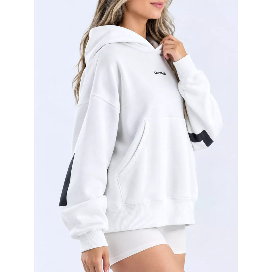 Full Size Kangaroo Pocket Dropped Shoulder Hoodie Plus Apparel and Accessories