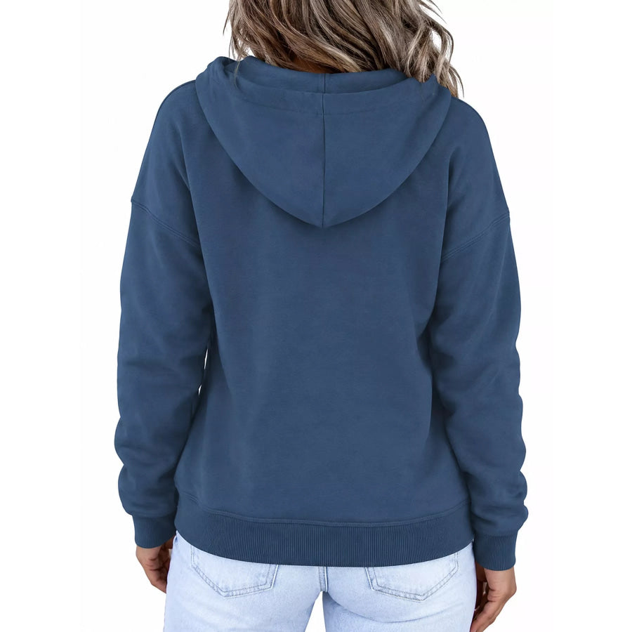 Full Size Kangaroo Pocket Dropped Shoulder Hoodie Plus Apparel and Accessories
