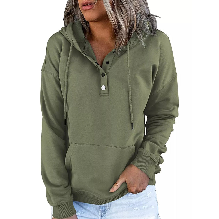 Full Size Kangaroo Pocket Dropped Shoulder Hoodie Plus Light Green / S Apparel and Accessories