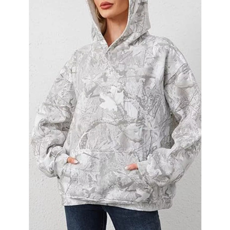 Full Size Kangaroo Pocket Long Sleeve Hoodie Plus Size Grey / S Apparel and Accessories