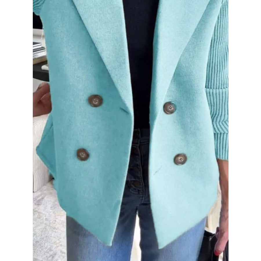 Full Size Knit Sleeve Double-Breasted Outerwear Plus Size Apparel and Accessories