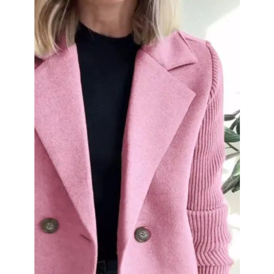 Full Size Knit Sleeve Double-Breasted Outerwear Plus Size Apparel and Accessories