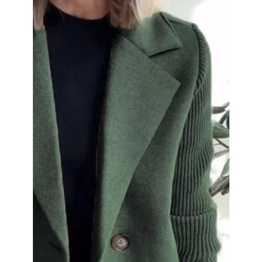 Full Size Knit Sleeve Double-Breasted Outerwear Plus Size Apparel and Accessories