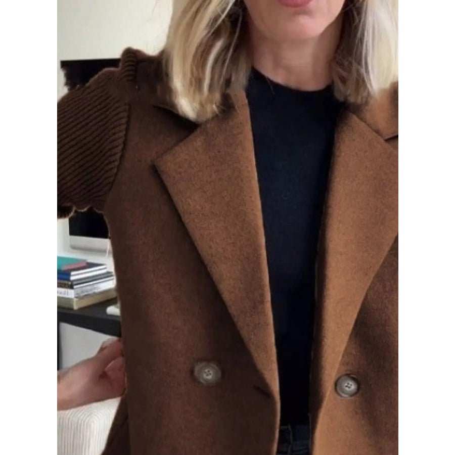 Full Size Knit Sleeve Double-Breasted Outerwear Plus Size Apparel and Accessories