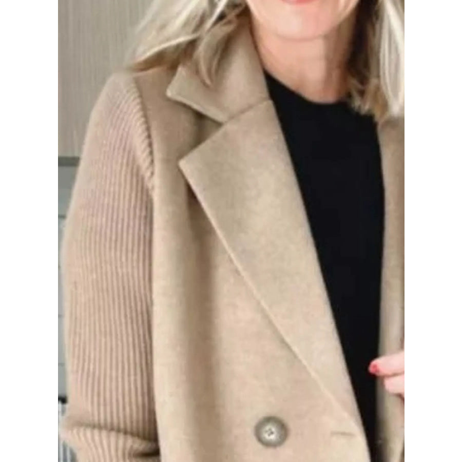 Full Size Knit Sleeve Double-Breasted Outerwear Plus Size Apparel and Accessories