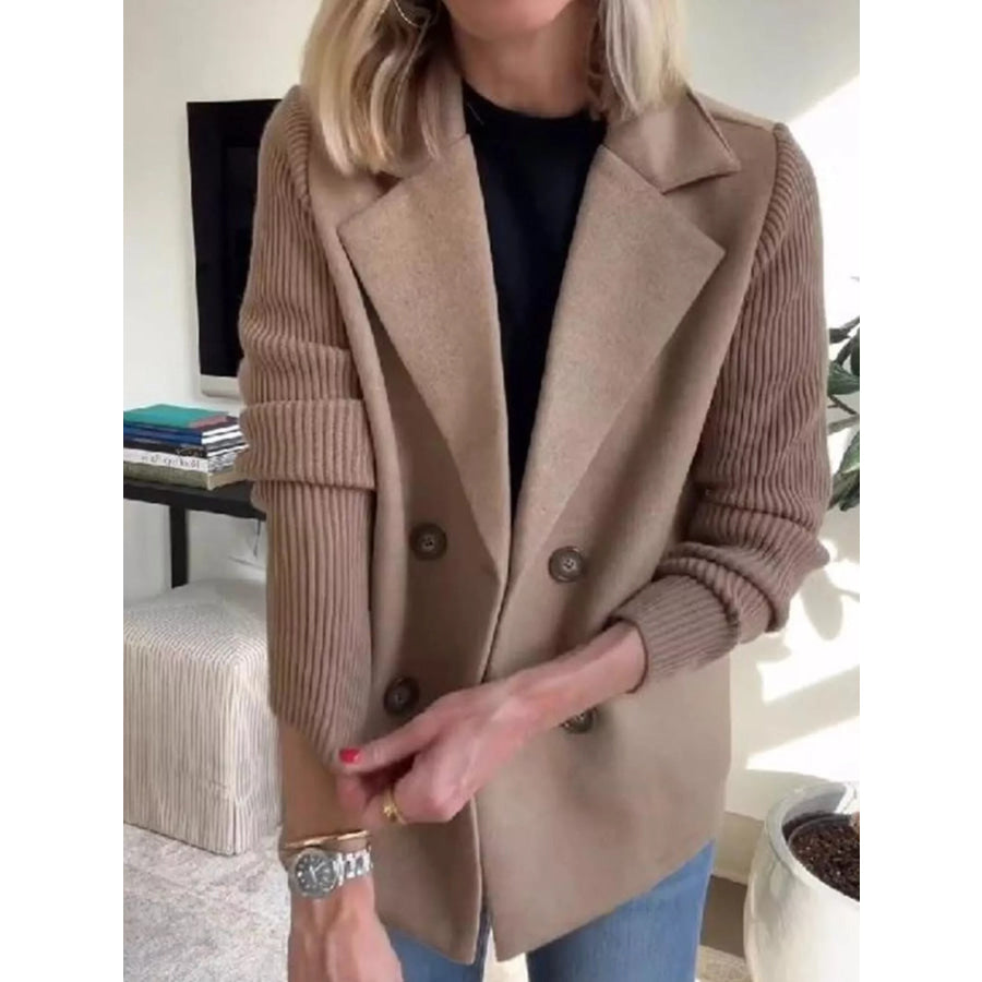 Full Size Knit Sleeve Double-Breasted Outerwear Plus Size Apparel and Accessories