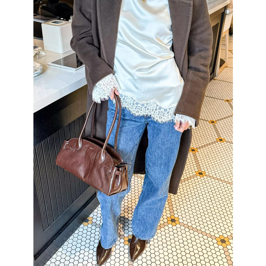 Full Size Lace Detail Long Sleeve Blouse Plus Apparel and Accessories