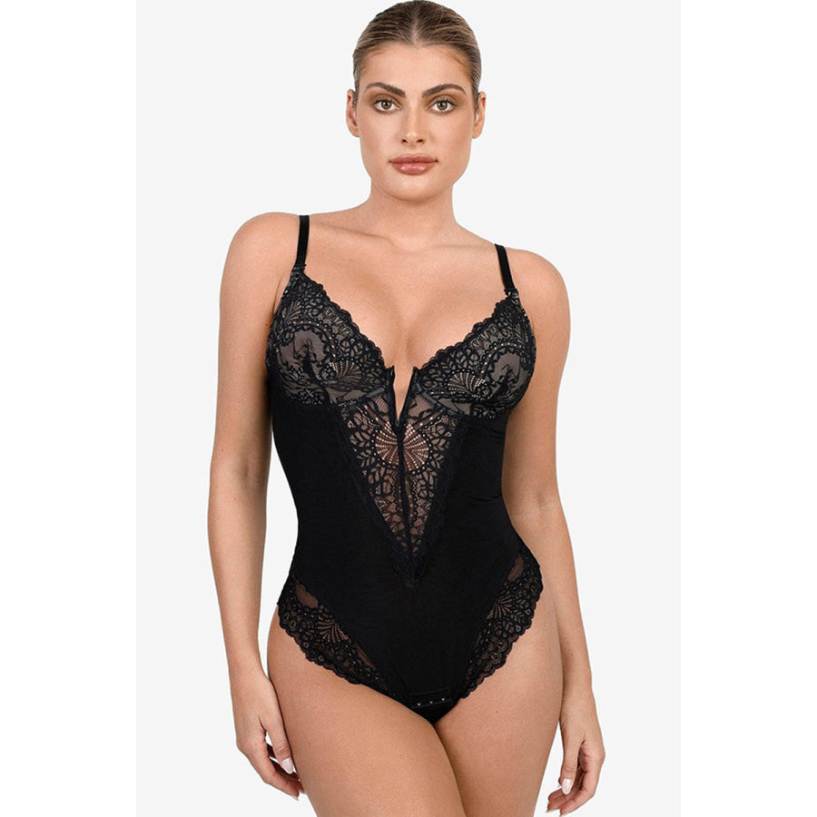 Full Size Lace Detail Sleeveless Shaping Bodysuit Black / S Apparel and Accessories