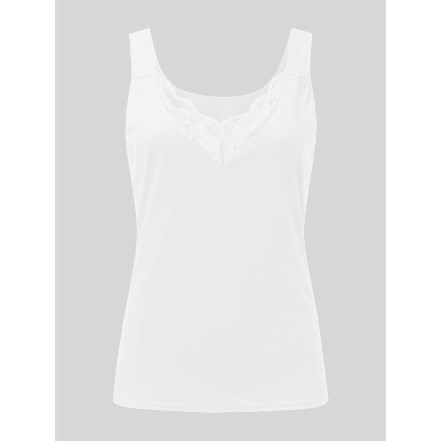 Full Size Lace Detail Sweetheart Neck Tank White / S Apparel and Accessories