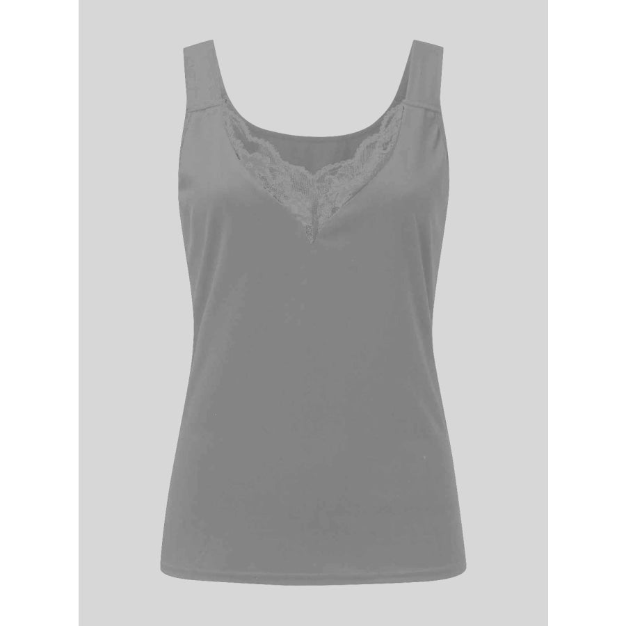 Full Size Lace Detail Sweetheart Neck Tank Apparel and Accessories