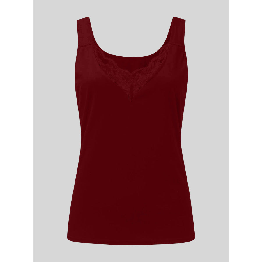 Full Size Lace Detail Sweetheart Neck Tank Apparel and Accessories