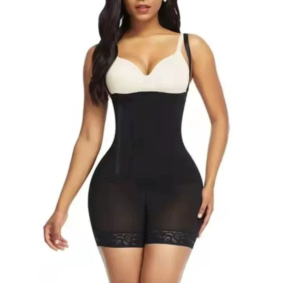 Full Size Lace Detail Tummy Control Shaping Romper Plus Size Black / XS Apparel and Accessories