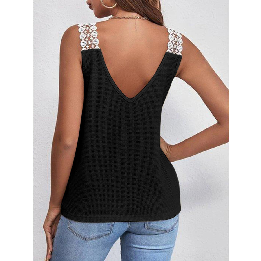 Full Size Lace Detail V - Neck Tank Apparel and Accessories