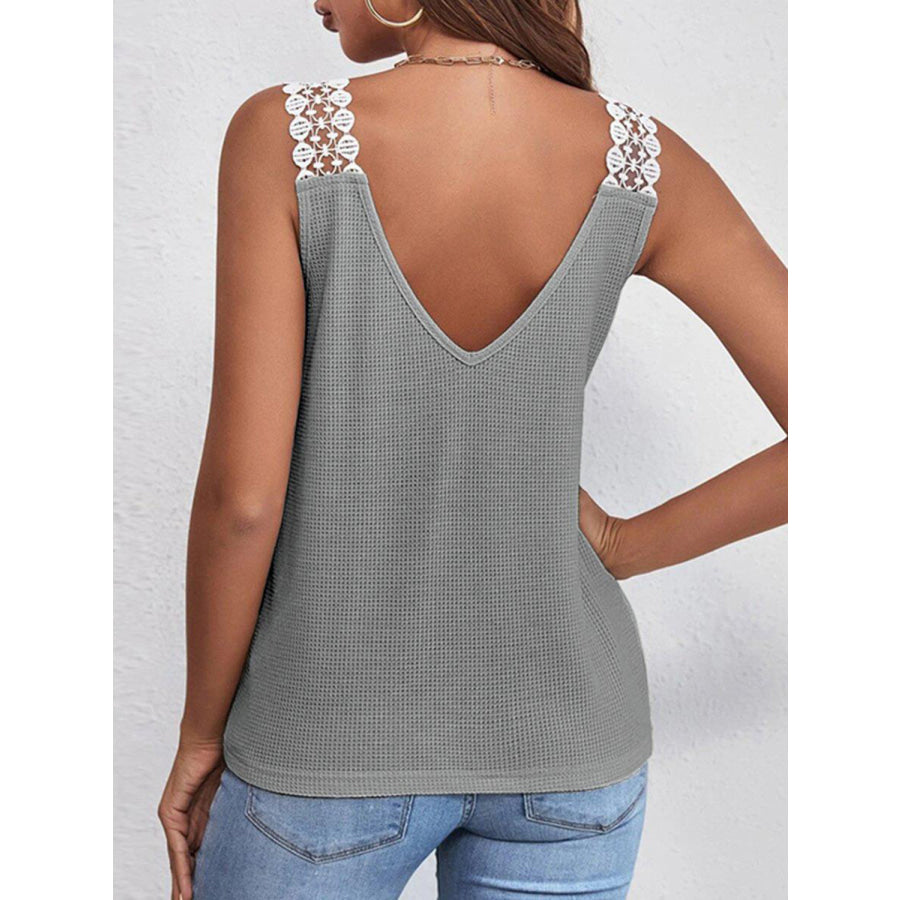 Full Size Lace Detail V - Neck Tank Apparel and Accessories