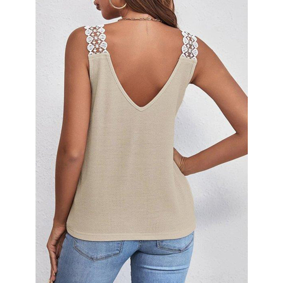 Full Size Lace Detail V - Neck Tank Apparel and Accessories