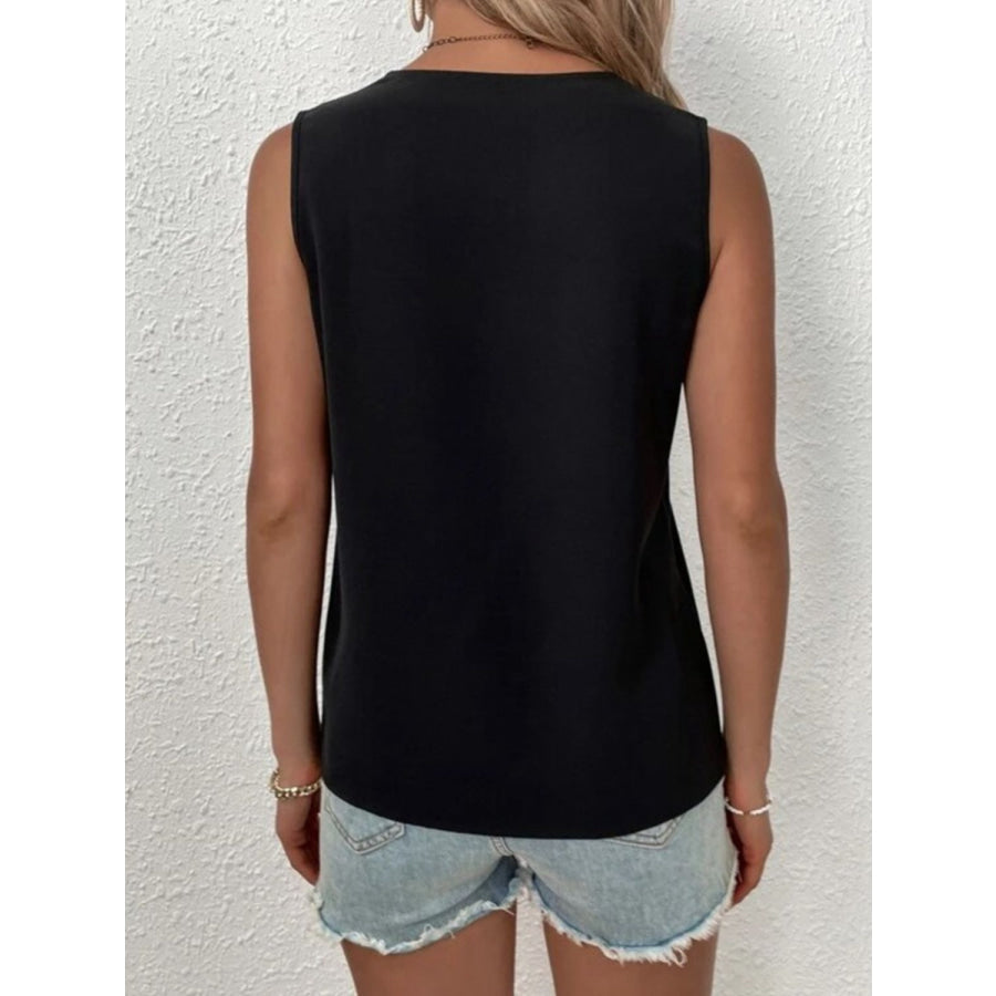 Full Size Lace Detail V-Neck Tank Apparel and Accessories