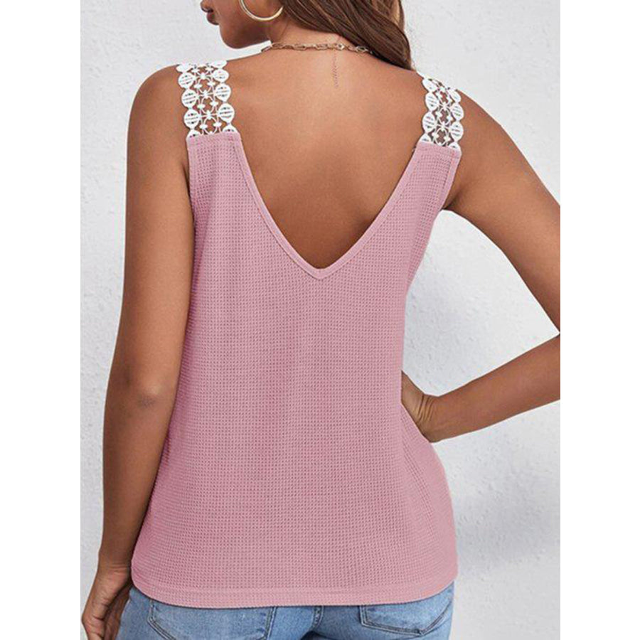 Full Size Lace Detail V - Neck Tank Apparel and Accessories