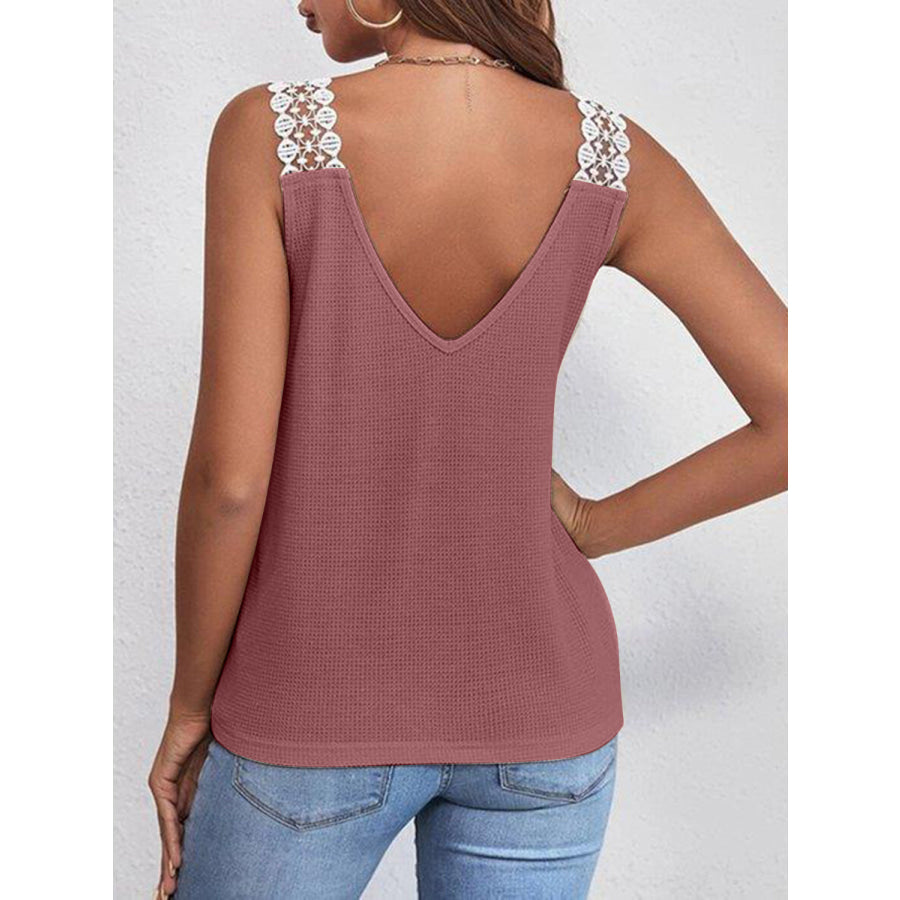 Full Size Lace Detail V - Neck Tank Apparel and Accessories