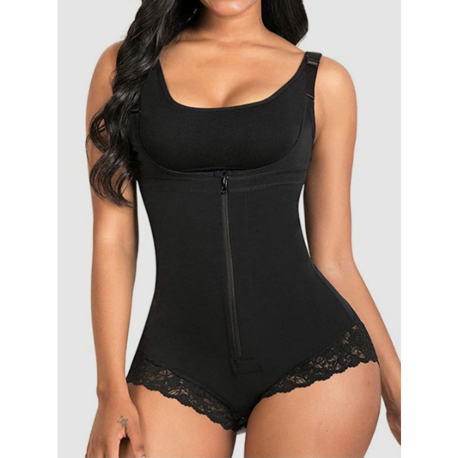 Full Size Lace Detail Wide Strap Shaping Bodysuit Apparel and Accessories