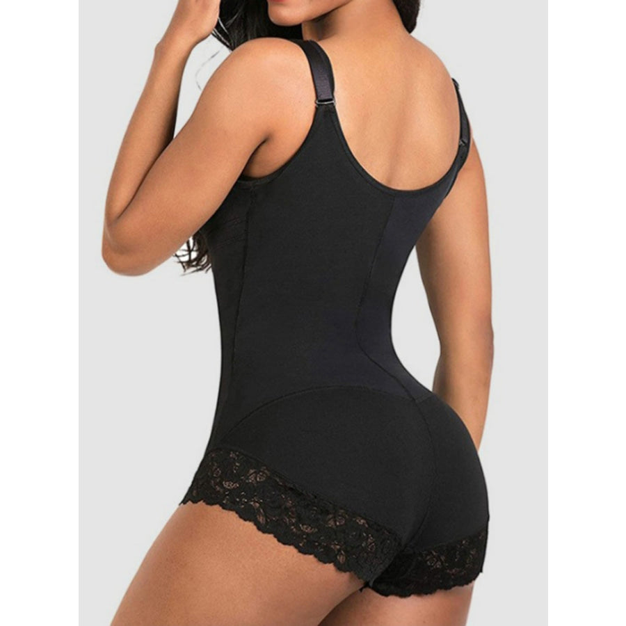 Full Size Lace Detail Wide Strap Shaping Bodysuit Black / S Apparel and Accessories