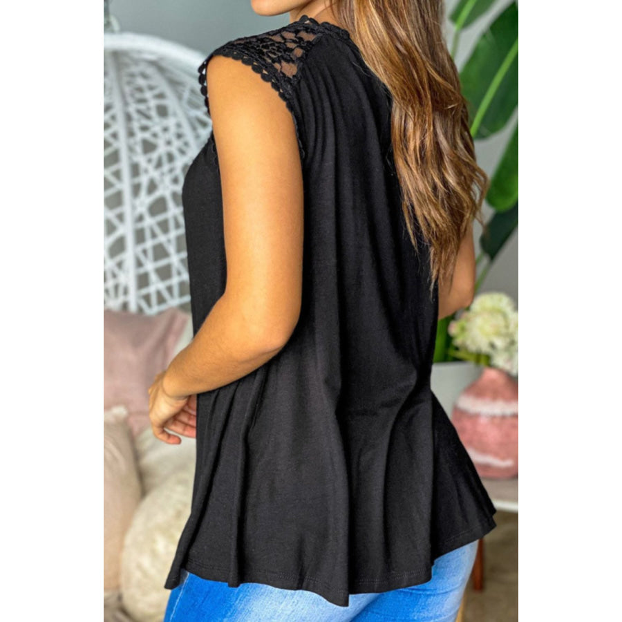 Full Size Lace Round Neck Tank Apparel and Accessories