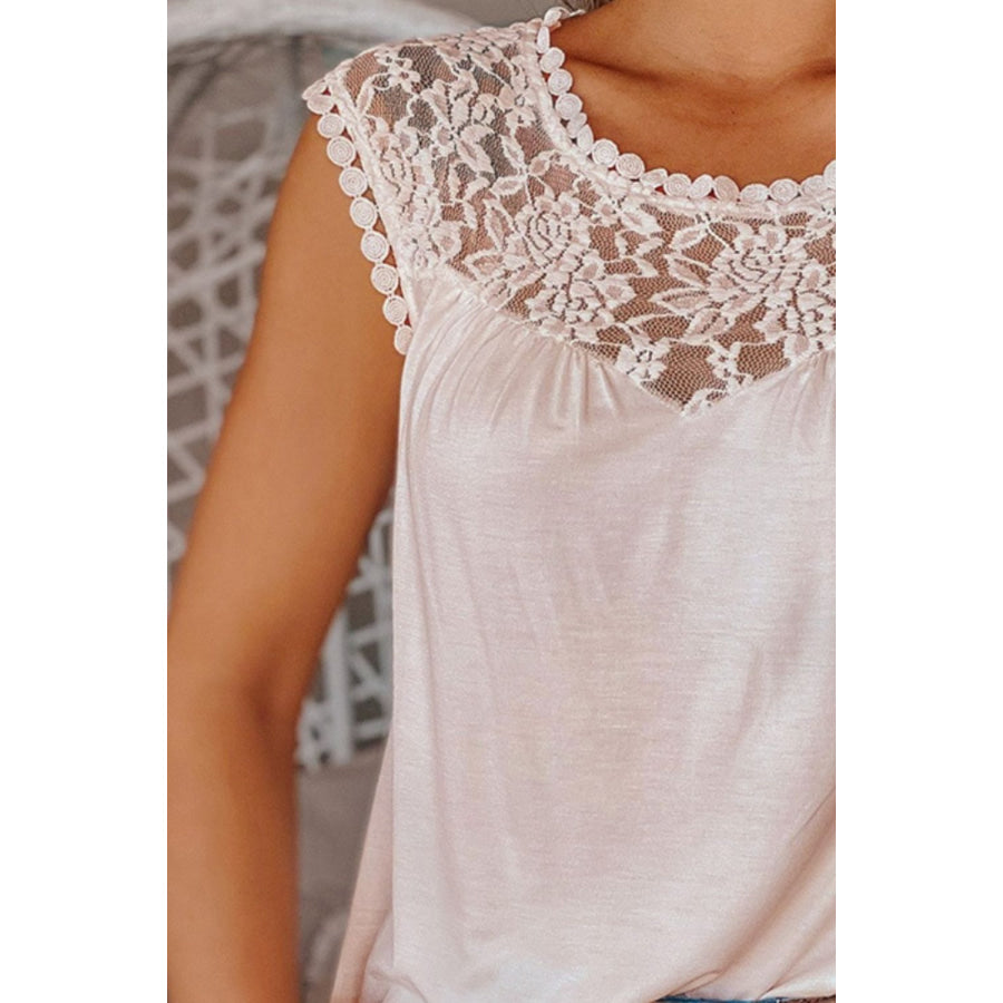 Full Size Lace Round Neck Tank Apparel and Accessories