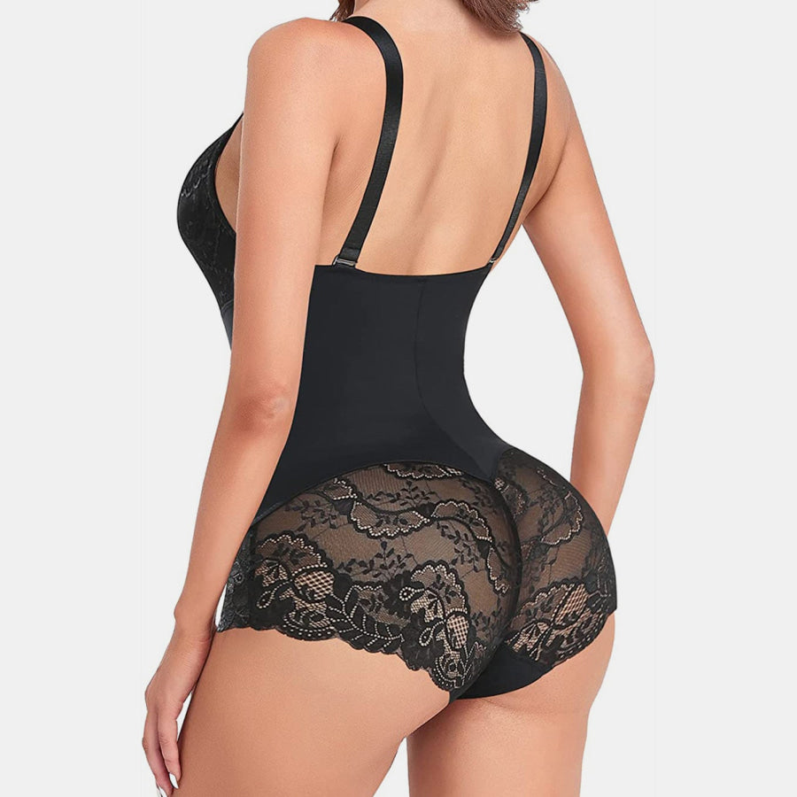 Full Size Lace V - Neck Spaghetti Strap Shaping Bodysuit Apparel and Accessories