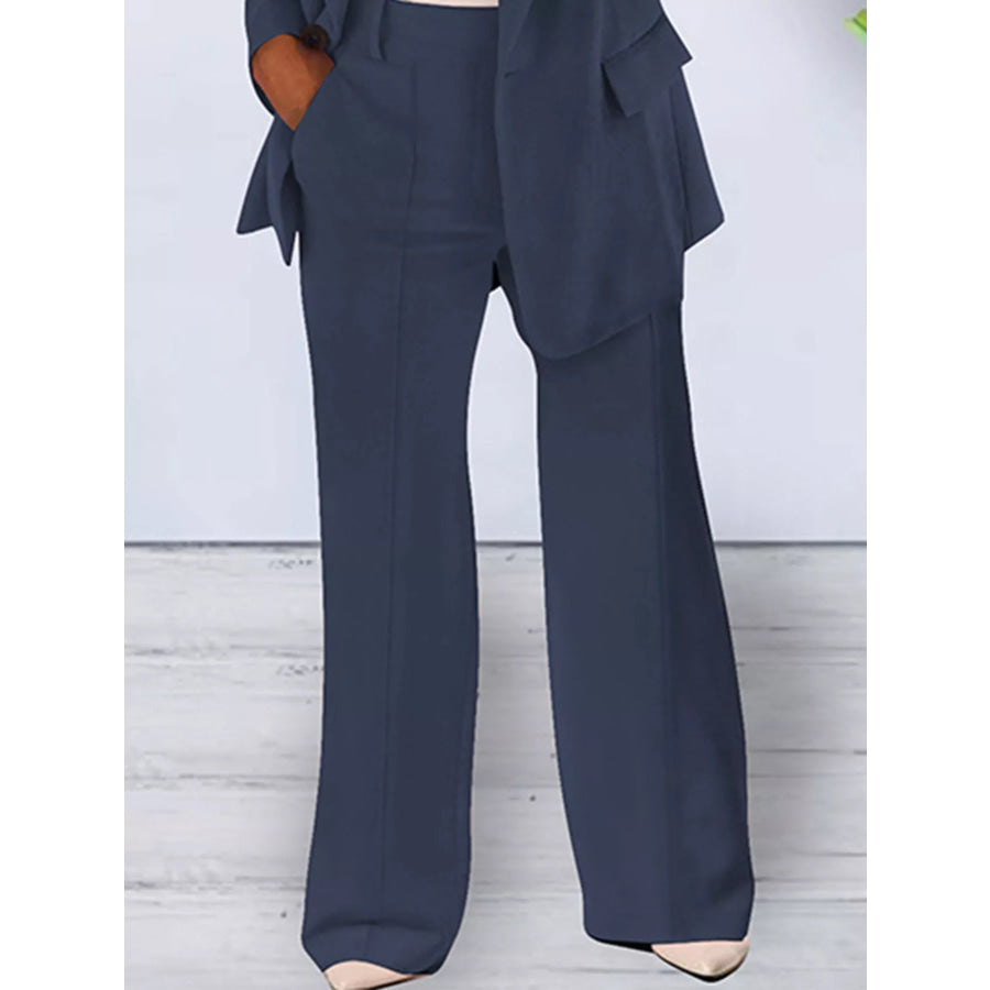 Full Size Lapel Collar Blazer and Pants Set Plus Apparel Accessories