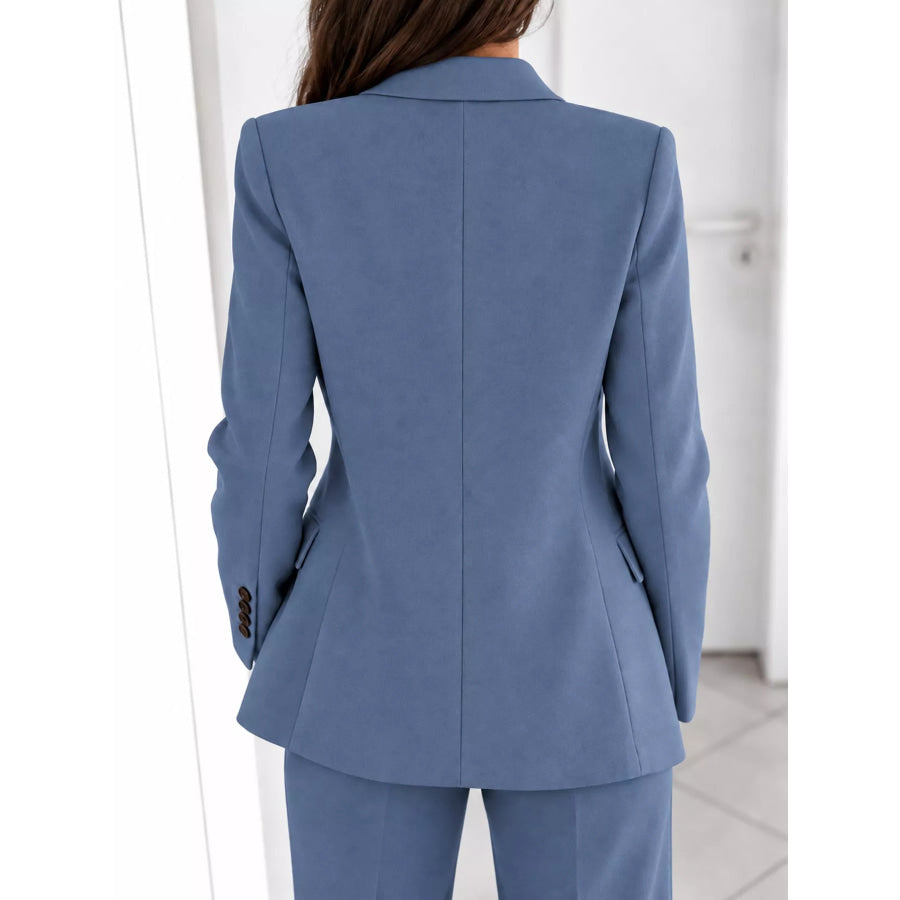 Full Size Lapel Collar Blazer and Pants Set Plus Apparel Accessories