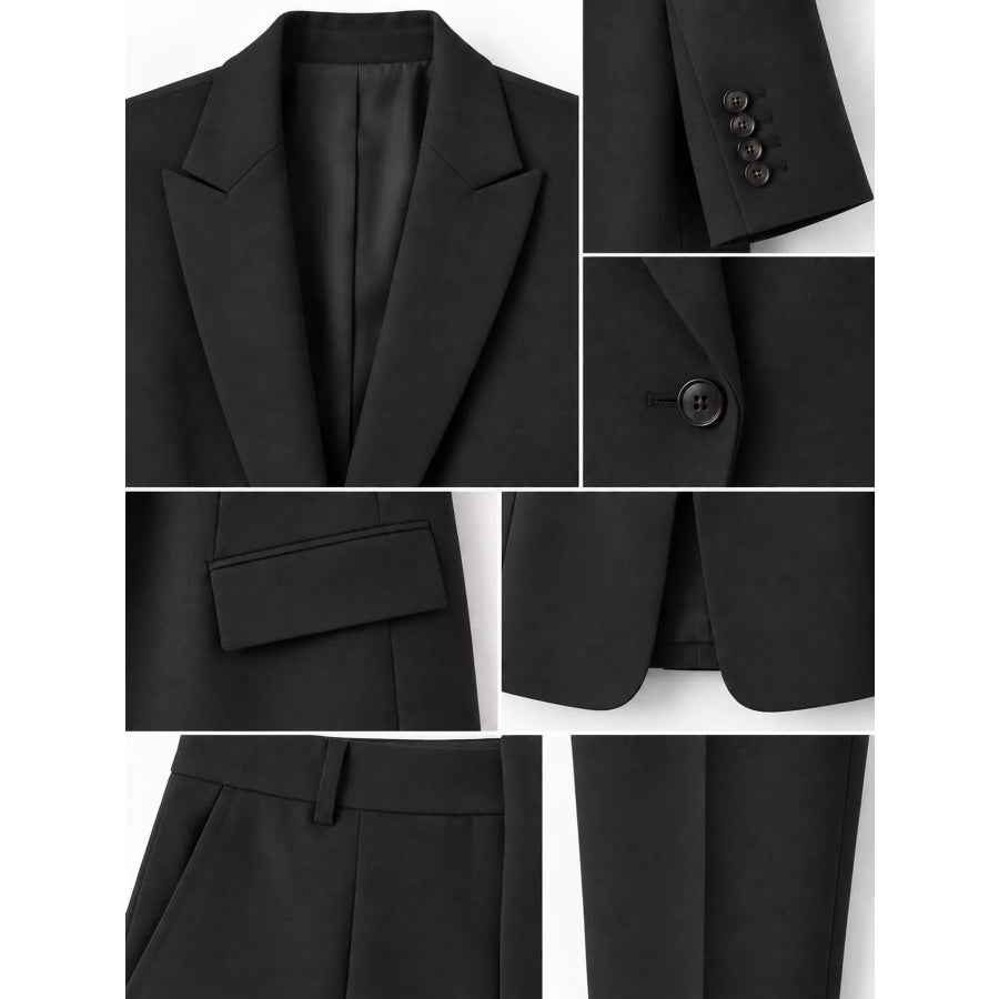 Full Size Lapel Collar Blazer and Pants Set Plus Apparel Accessories