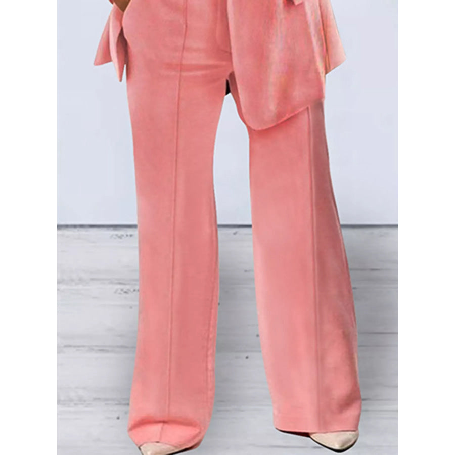 Full Size Lapel Collar Blazer and Pants Set Plus Apparel Accessories