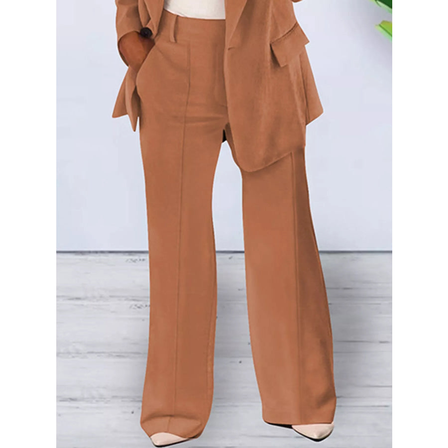 Full Size Lapel Collar Blazer and Pants Set Plus Apparel Accessories