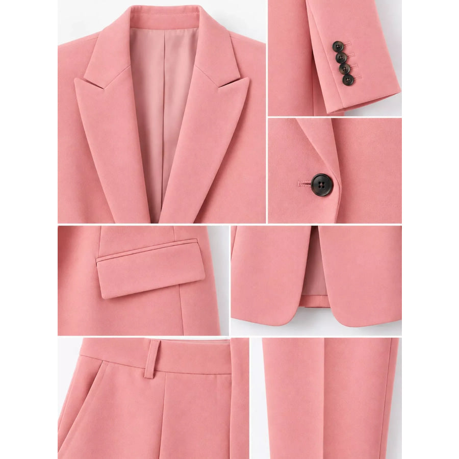 Full Size Lapel Collar Blazer and Pants Set Plus Apparel Accessories