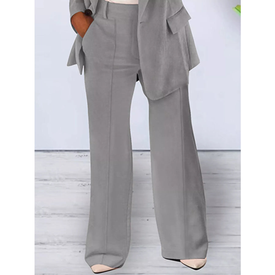 Full Size Lapel Collar Blazer and Pants Set Plus Apparel Accessories
