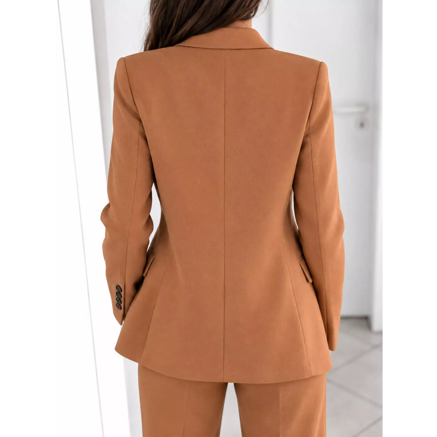 Full Size Lapel Collar Blazer and Pants Set Plus Apparel Accessories