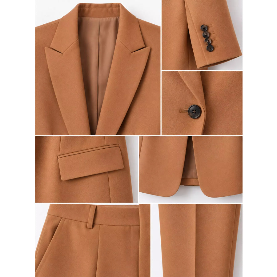 Full Size Lapel Collar Blazer and Pants Set Plus Apparel Accessories