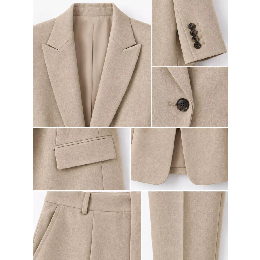 Full Size Lapel Collar Blazer and Pants Set Plus Apparel Accessories