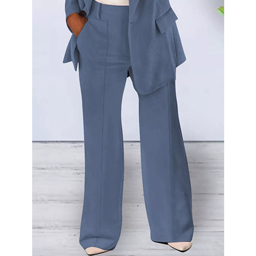 Full Size Lapel Collar Blazer and Pants Set Plus Apparel Accessories