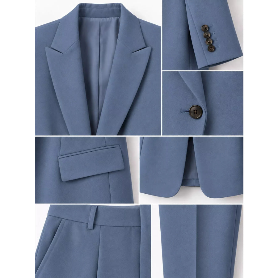 Full Size Lapel Collar Blazer and Pants Set Plus Apparel Accessories