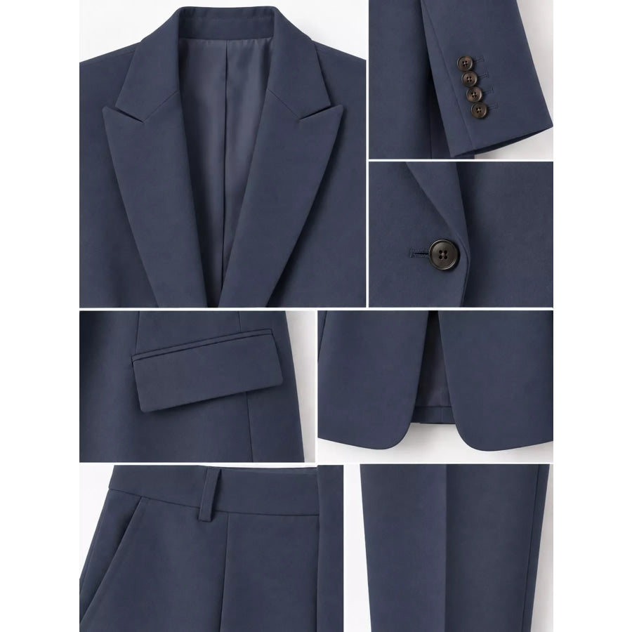 Full Size Lapel Collar Blazer and Pants Set Plus Apparel Accessories