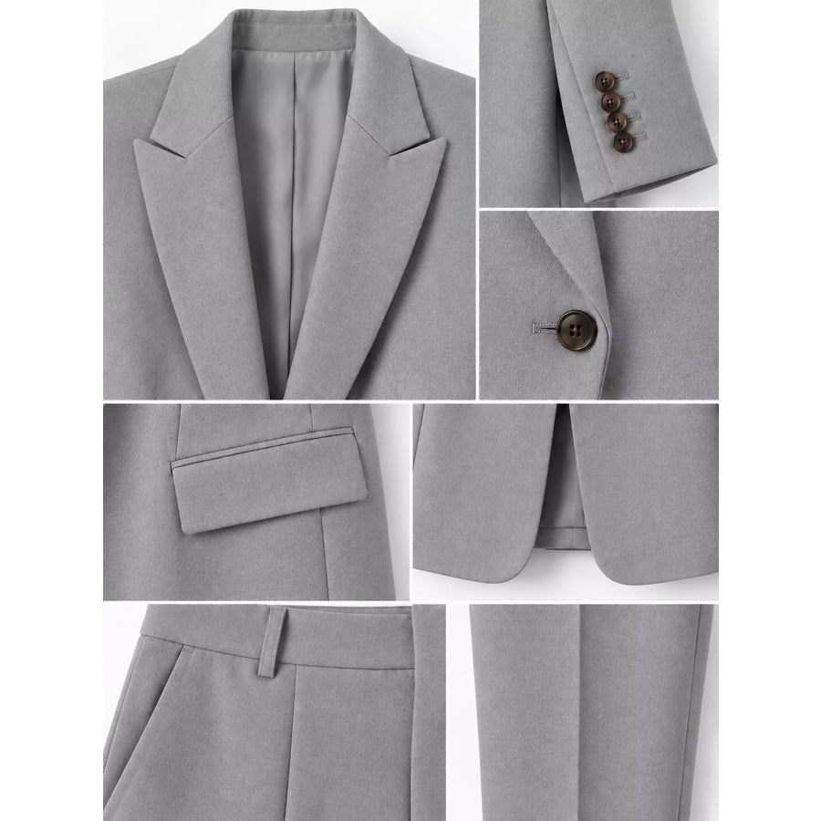 Full Size Lapel Collar Blazer and Pants Set Plus Apparel Accessories