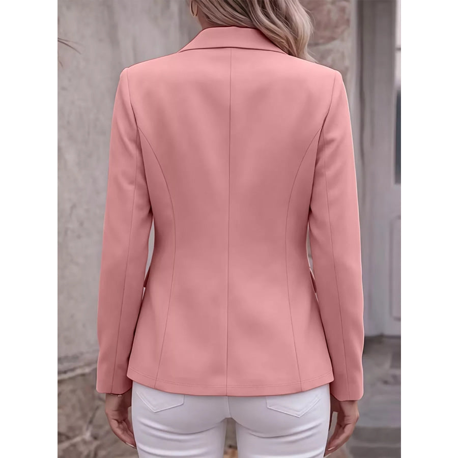 Full Size Lapel Collar Long Sleeve Blazer Plus Apparel and Accessories