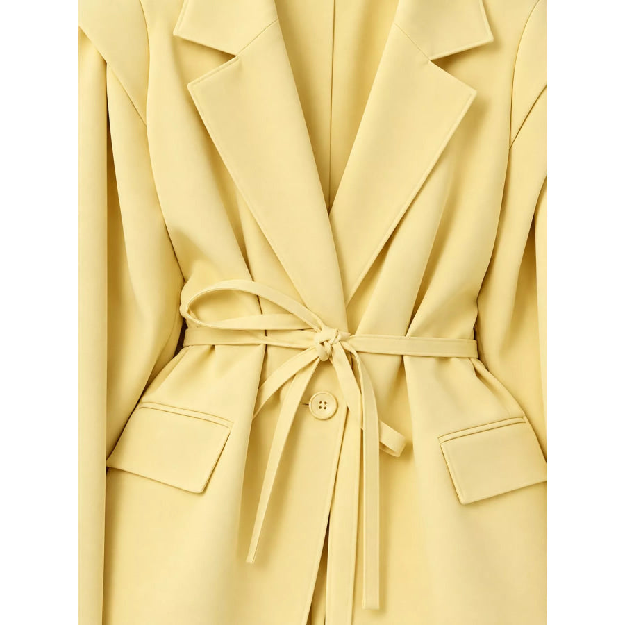 Full Size Lapel Collar Long Sleeve Blazer Plus Apparel and Accessories