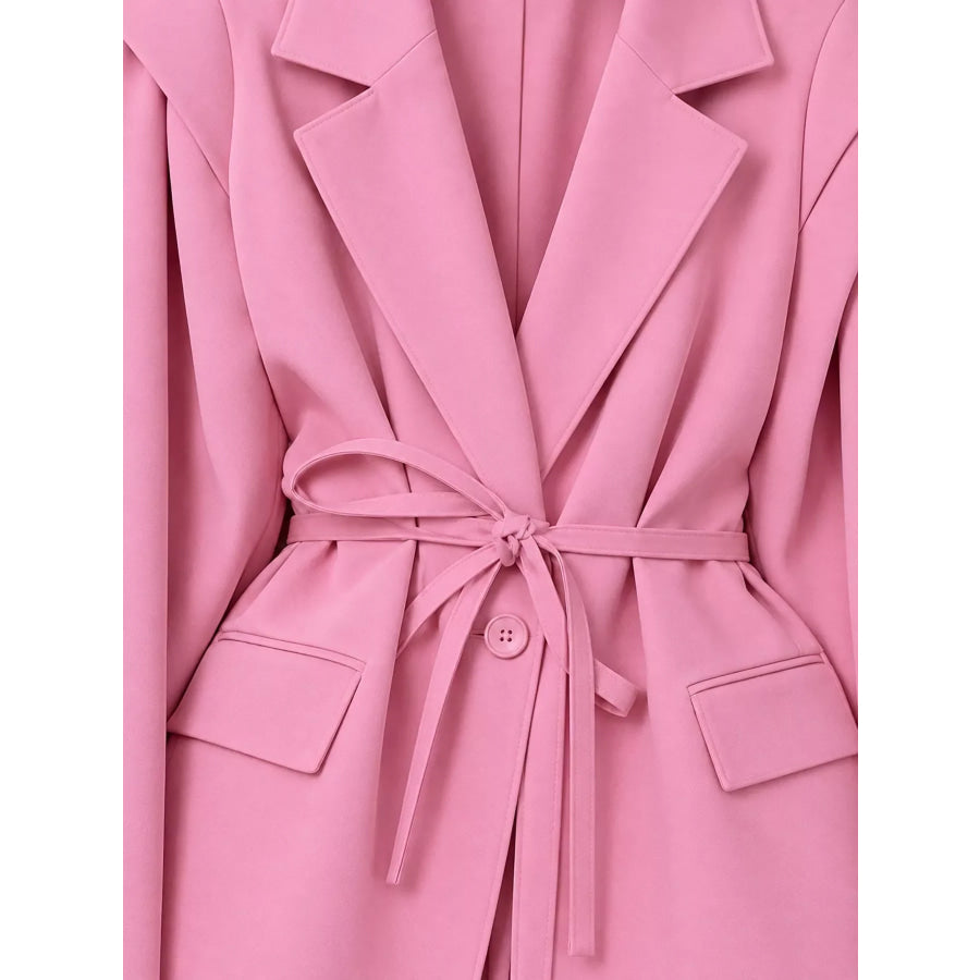 Full Size Lapel Collar Long Sleeve Blazer Plus Apparel and Accessories