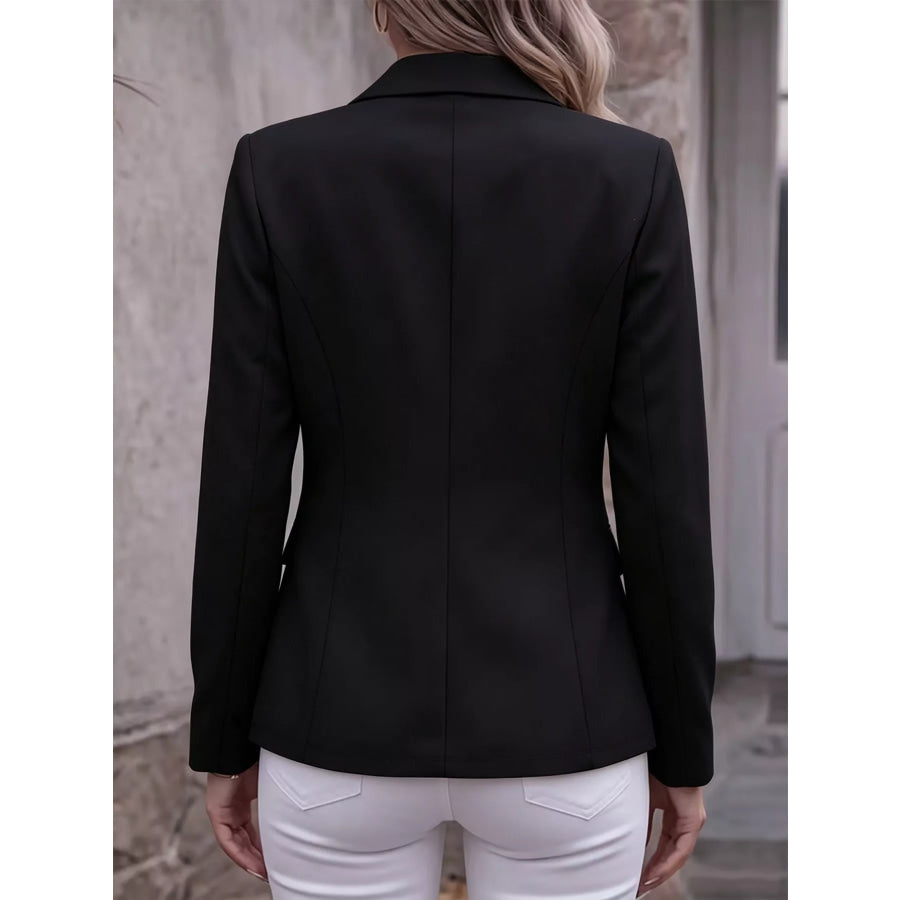 Full Size Lapel Collar Long Sleeve Blazer Plus Apparel and Accessories