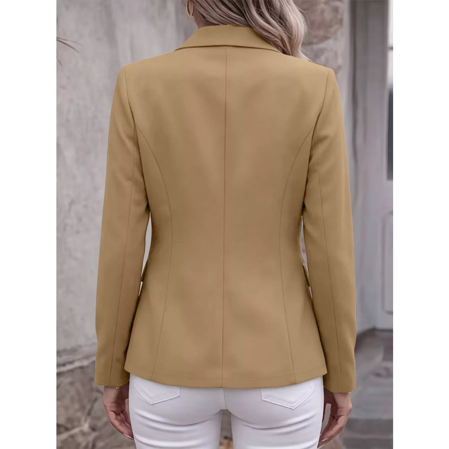 Full Size Lapel Collar Long Sleeve Blazer Plus Apparel and Accessories