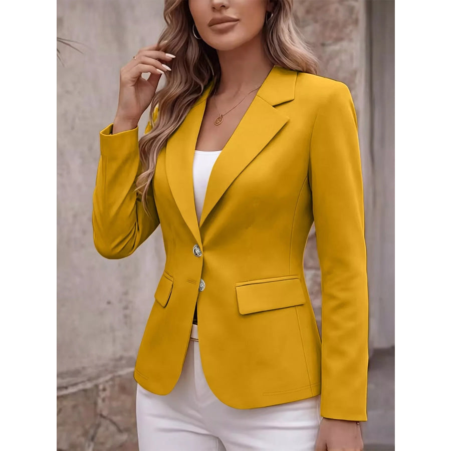 Full Size Lapel Collar Long Sleeve Blazer Plus Apparel and Accessories